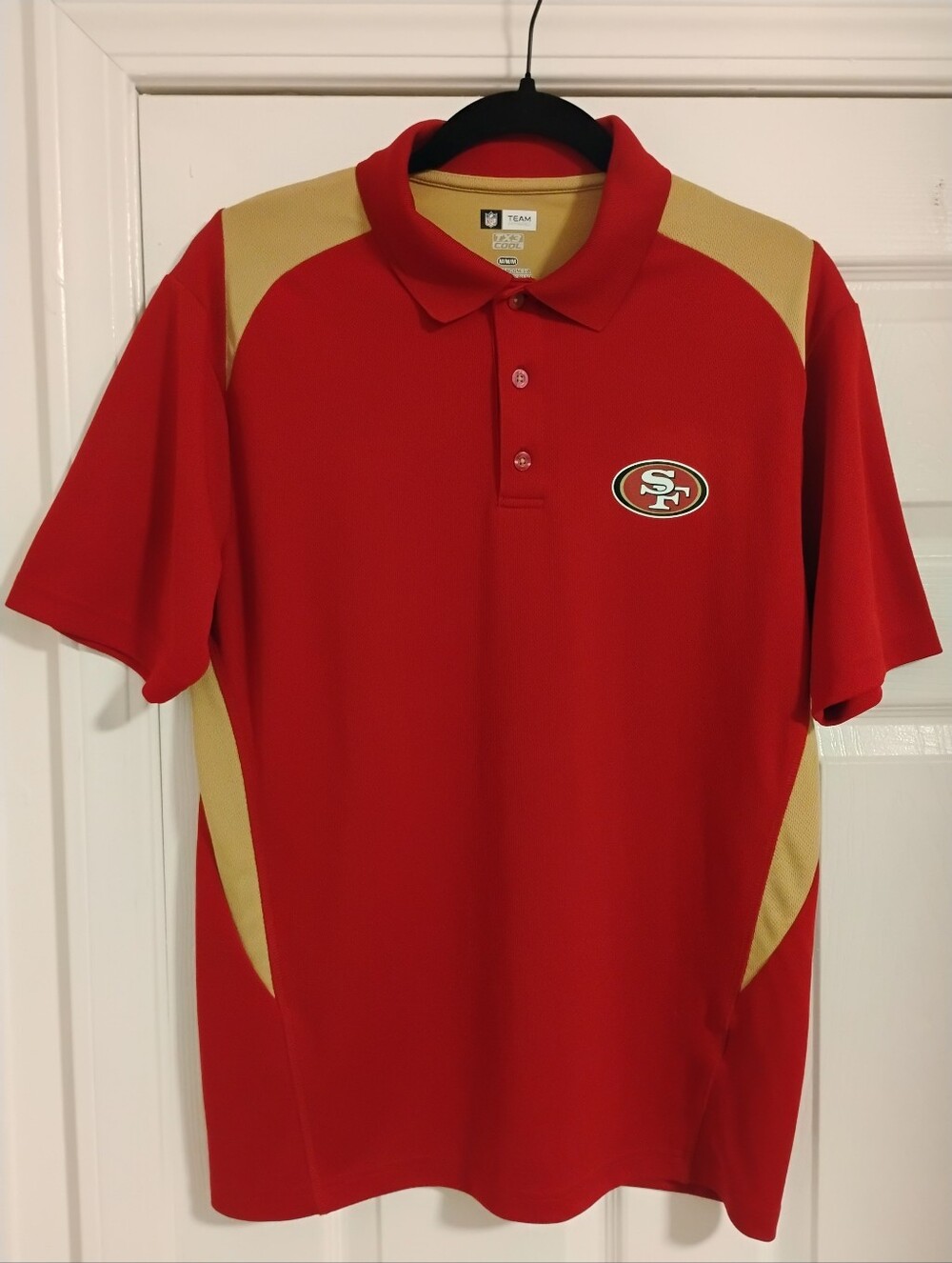 NFL Team Apparel San Francisco 49ers Red & Gold Polo Shirt Men's Size Medium